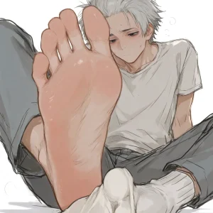 #yla_a69 スリム solo 足裏 素足 白髪 白ソックス