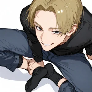 #yla_a85 スリム solo 黒ソックス ブロンド