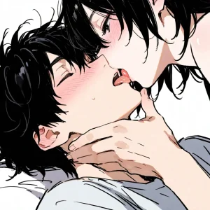 #yla_a156 スリム 黒髪 2boys キス