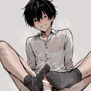 #yla_b41 スリム 黒髪 2boys 足コキ 汗 蒸れ 黒ソックス